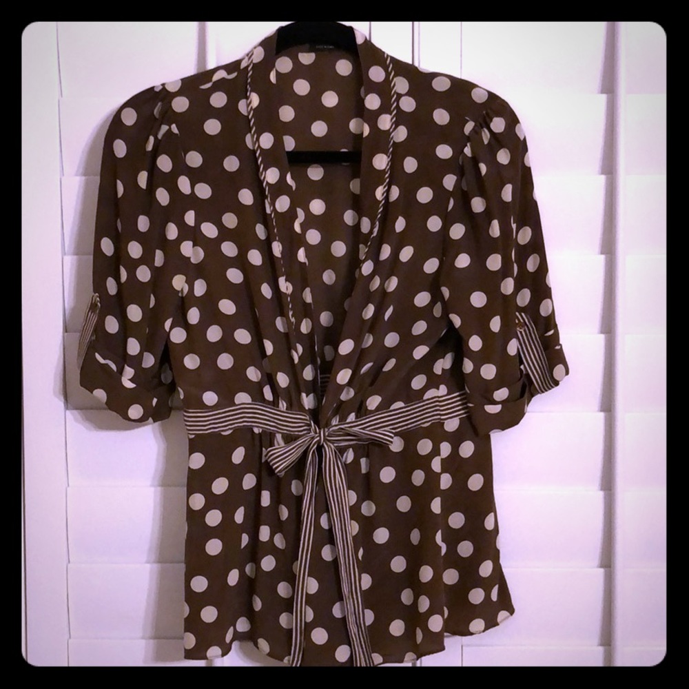 BCBG silk polka dot top